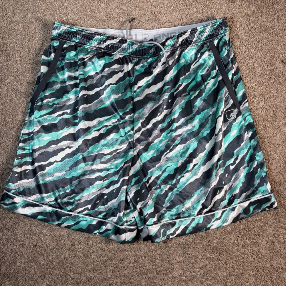 AND1 Athletic Shorts Basketball Striped Drawstring Pockets‎ 2XL